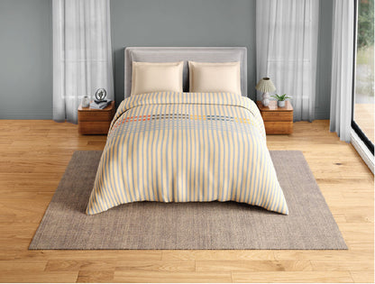 Spaces Neo Paradox 100% Cotton 152 TC Percale Geometric Permium Double Blanket Quilt, Light Yellow