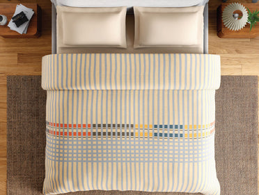 Spaces Neo Paradox 100% Cotton 152 TC Percale Geometric Permium Double Blanket Quilt, Light Yellow