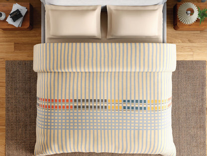 Spaces Neo Paradox 100% Cotton 152 TC Percale Geometric Permium Double Blanket Quilt, Light Yellow