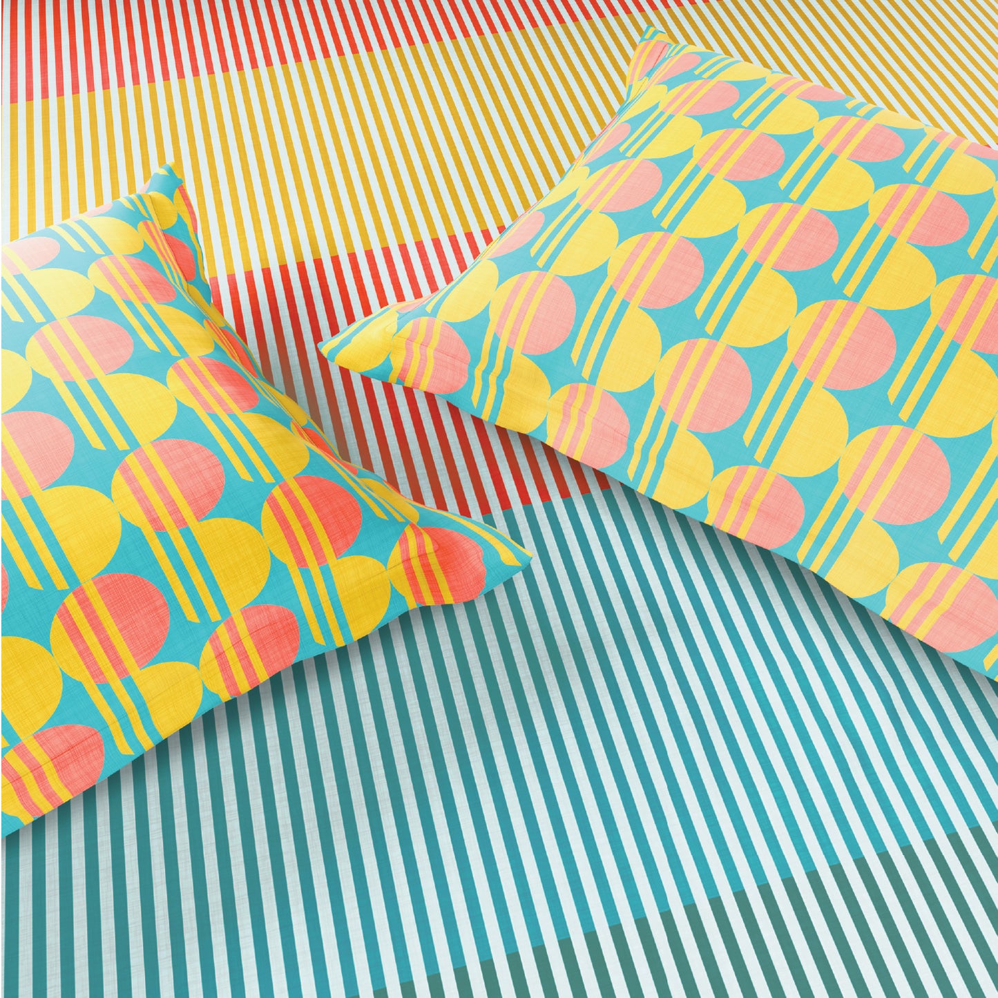 Spaces Neo Paradox 100% Cotton 152 TC Percale Geometric Permium Double Blanket Quilt, Coral