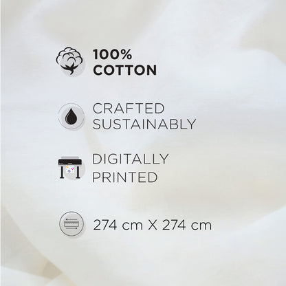 Spaces Neo Paradox 100% Cotton 152 TC Percale Geometric Permium Double Blanket Quilt, Coral