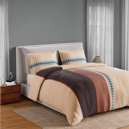 Spaces Neo Chaap 100% Cotton 152 TC Percale Ornate Permium Double Blanket Quilt, Beige