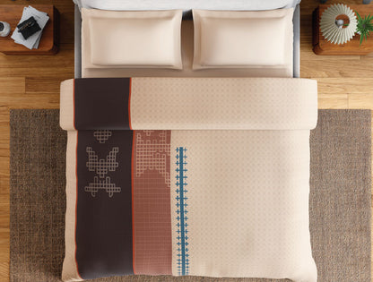 Spaces Neo Chaap 100% Cotton 152 TC Percale Ornate Permium Double Blanket Quilt, Beige