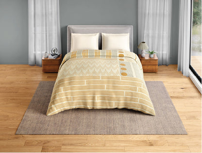 Spaces Neo Chaap 100% Cotton 152 TC Percale Geometric Permium Double Blanket Quilt, Yellow