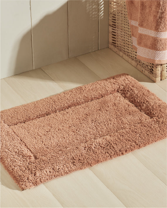 Spaces Hygro Light Brown Solid Cotton 2000 GSM Small Bath Mat – 40 x 60 CM