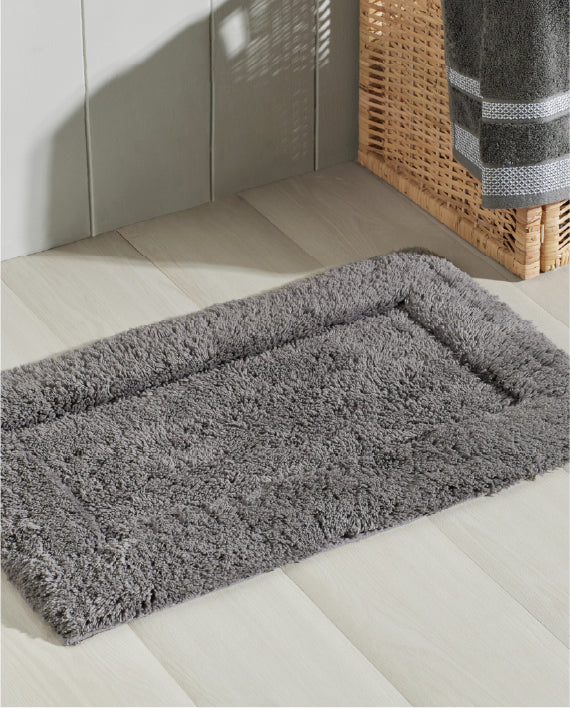 Spaces Hygro Cotton 2000 GSM Solid Grey Large Bath Mat – 50 X 80 CM