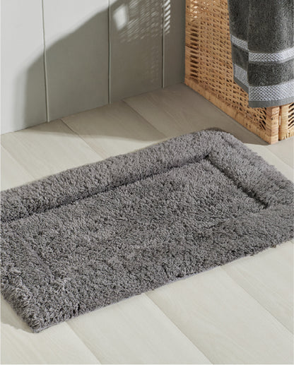 Spaces Hygro Cotton 2000 GSM Solid Grey Large Bath Mat – 50 X 80 CM