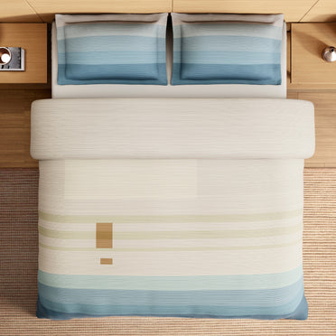 Spaces Avaris Structure 100% Cotton 210 TC Sateen Geometric Large Bedsheet with 2 Pillow Covers, Cream
