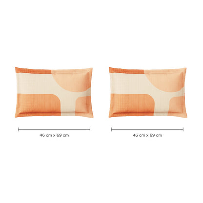 Spaces Avaris Structure 100% Cotton 210 TC Sateen Geometric Large Bedsheet with 2 Pillow Covers, Beige