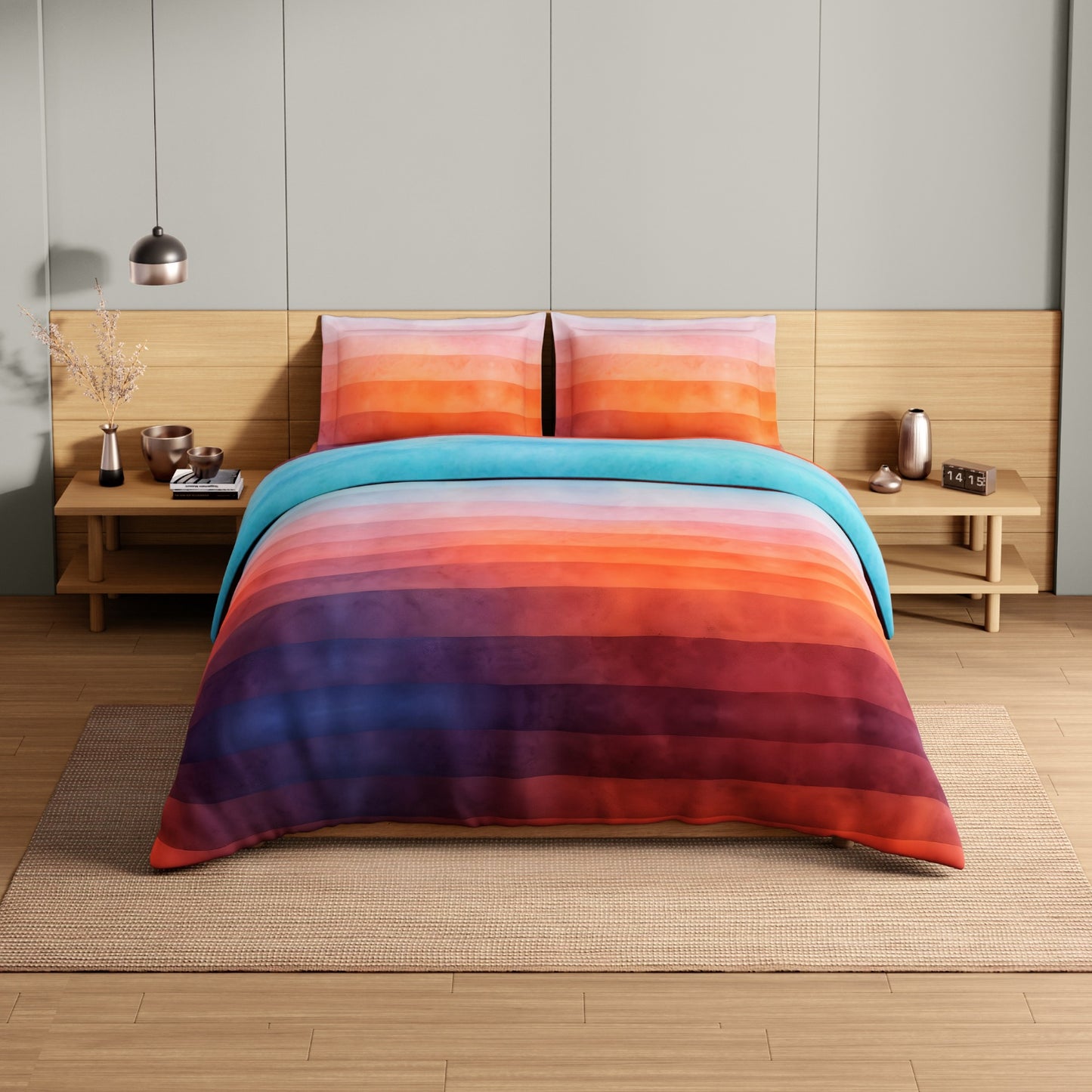 Spaces Avaris Echo 100% Cotton 210 TC Sateen Abstract Large Bedsheet with 2 Pillow Covers, Orange