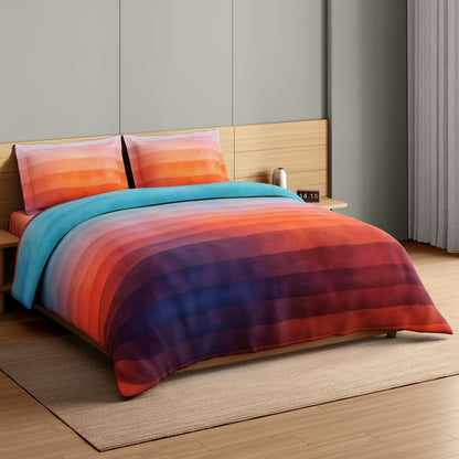 Spaces Avaris Echo 100% Cotton 210 TC Sateen Abstract Large Bedsheet with 2 Pillow Covers, Orange