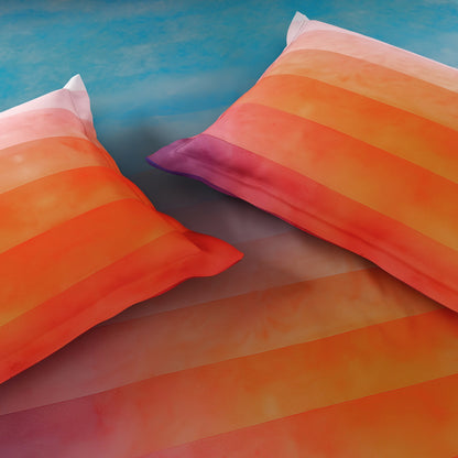 Spaces Avaris Echo 100% Cotton 210 TC Sateen Abstract Large Bedsheet with 2 Pillow Covers, Orange