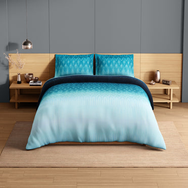 Spaces Avaris Echo 100% Cotton 210 TC Sateen Abstract Large Bedsheet with 2 Pillow Covers, Dark Blue