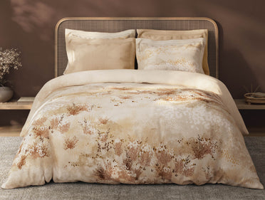 Spaces Sierra Indian Safari 100% Hygro Cotton 210 TC Sateen Floral Permium Large Bedsheet with 4 Pillow Covers, Beige