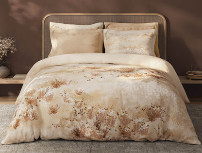 Spaces Sierra Indian Safari 100% Hygro Cotton 210 TC Sateen Floral Permium Large Bedsheet with 4 Pillow Covers, Beige