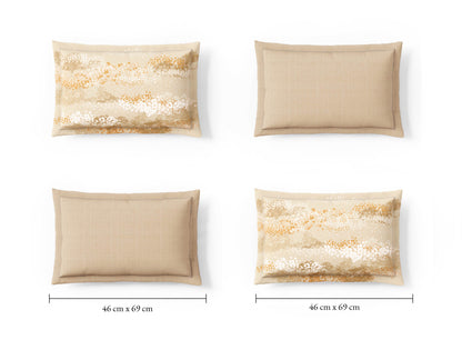 Spaces Sierra Indian Safari 100% Hygro Cotton 210 TC Sateen Floral Permium Large Bedsheet with 4 Pillow Covers, Beige