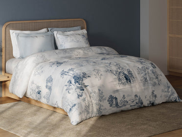 Spaces Sierra Indian Safari 100% Hygro Cotton 210 TC Sateen Floral Permium Large Bedsheet with 4 Pillow Covers, Blue