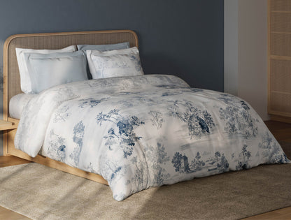 Spaces Sierra Indian Safari 100% Hygro Cotton 210 TC Sateen Floral Permium Large Bedsheet with 4 Pillow Covers, Blue