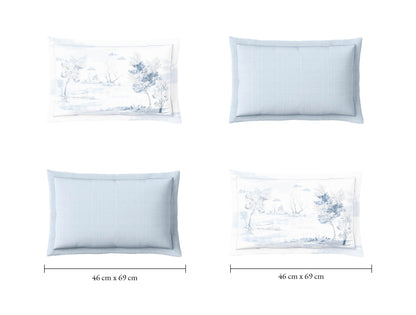 Spaces Sierra Indian Safari 100% Hygro Cotton 210 TC Sateen Floral Permium Large Bedsheet with 4 Pillow Covers, Blue