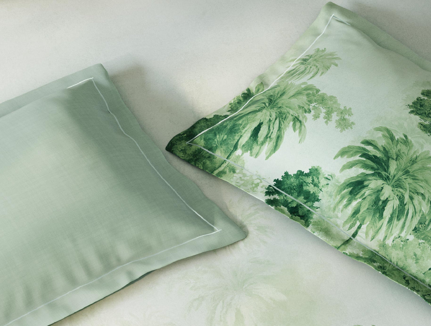 Spaces Sierra Indian Safari 100% Hygro Cotton 210 TC Sateen Floral Permium Large Bedsheet with 4 Pillow Covers, Light Green