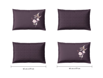 Spaces Sierra Midnight Botanica 100% Hygro Cotton 210 TC Sateen Floral Premium Large Bedsheet with 4 Pillow Covers, Dark Green