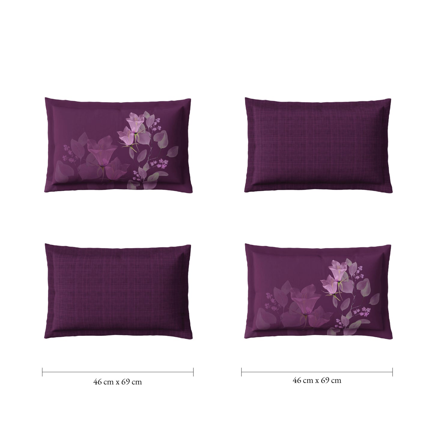 Spaces Sierra Midnight Botanica 100% Hygro Cotton 210 TC Sateen Floral Permium Large Bedsheet with 4 Pillow Covers, Dark Pink