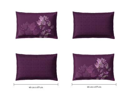Spaces Sierra Midnight Botanica 100% Hygro Cotton 210 TC Sateen Floral Premium Large Bedsheet with 4 Pillow Covers, Dark Pink