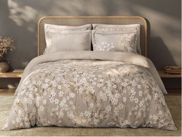 Spaces Sierra Midnight Botanica 100% Hygro Cotton 210 TC Sateen Floral Permium Large Bedsheet with 4 Pillow Covers, Beige