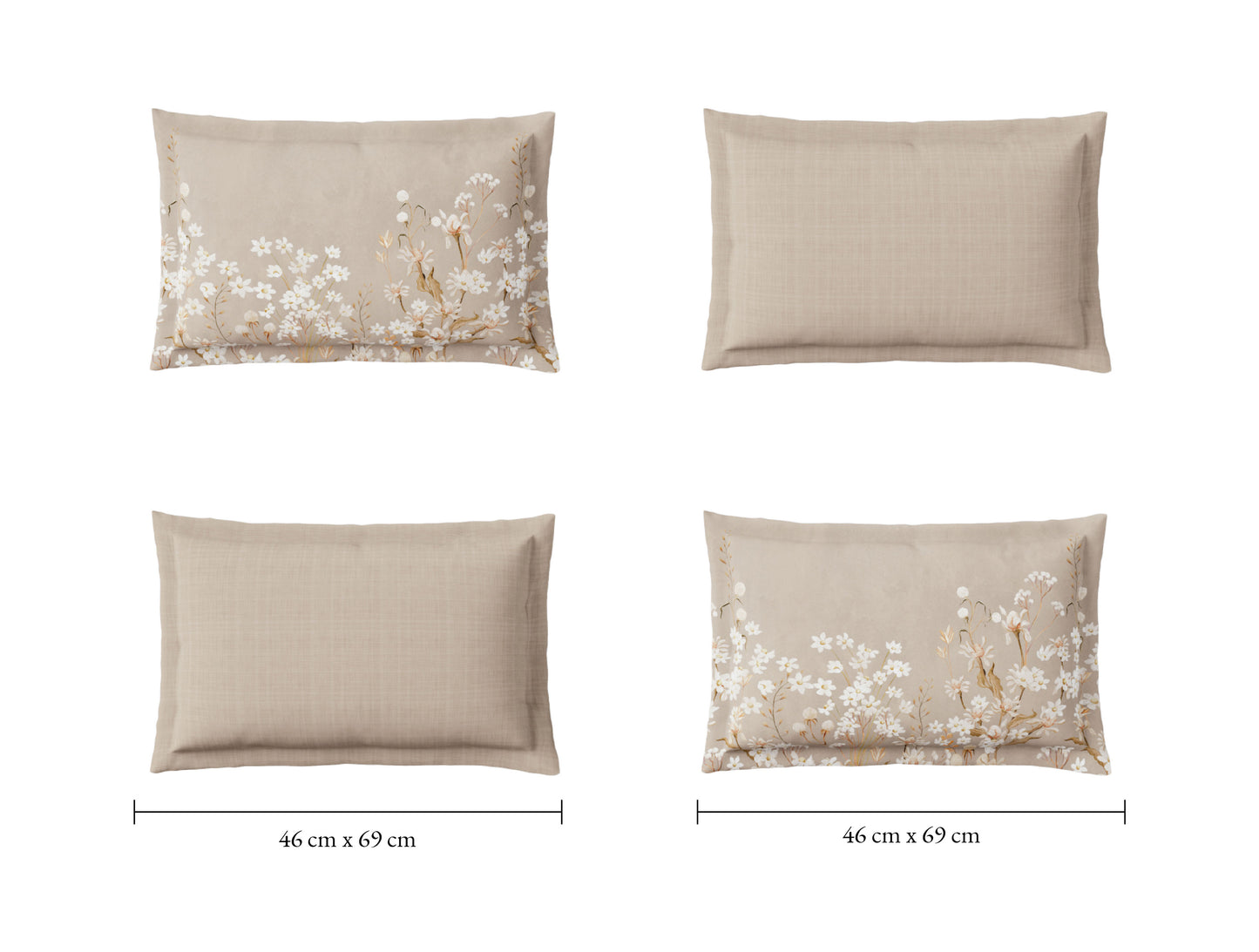 Spaces Sierra Midnight Botanica 100% Hygro Cotton 210 TC Sateen Floral Permium Large Bedsheet with 4 Pillow Covers, Beige