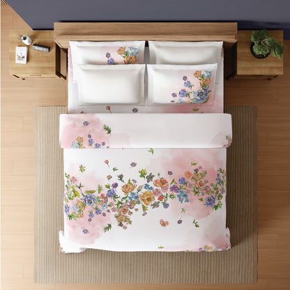 Spaces Sierra Midnight Botanica 100% Hygro Cotton 210 TC Sateen Floral Permium Large Bedsheet with 4 Pillow Covers, White