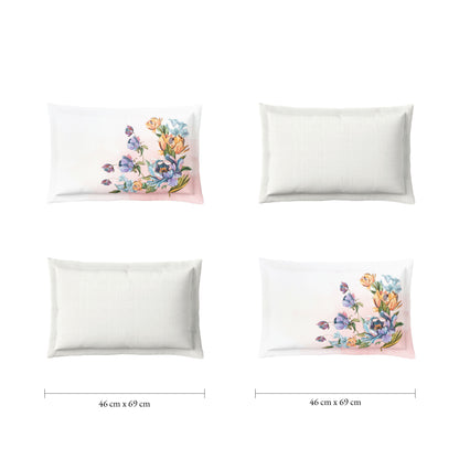 Spaces Sierra Midnight Botanica 100% Hygro Cotton 210 TC Sateen Floral Permium Large Bedsheet with 4 Pillow Covers, White