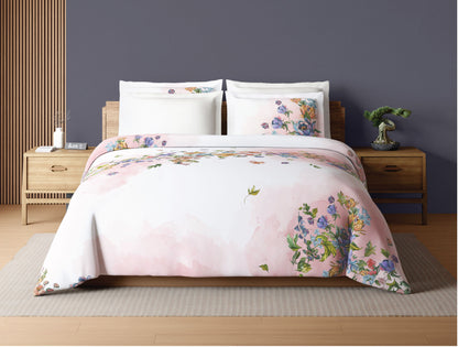 Spaces Sierra Midnight Botanica 100% Hygro Cotton 210 TC Sateen Floral Permium Large Bedsheet with 4 Pillow Covers, White
