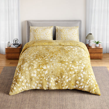 Spaces Rio Bloomscape 100% Cotton 132 TC Percale Floral Double Bedsheet with 2 Pillow Covers, Light Yellow