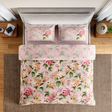 Spaces Rio Bloomscape 100% Cotton 132 TC Percale Floral Double Bedsheet with 2 Pillow Covers, Light Pink
