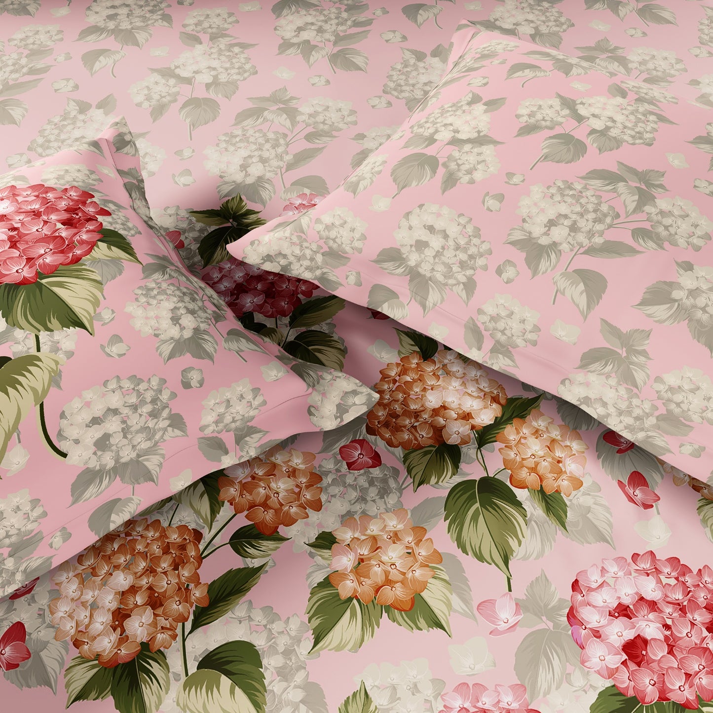 Spaces Rio Bloomscape 100% Cotton 132 TC Percale Floral Double Bedsheet with 2 Pillow Covers, Light Pink