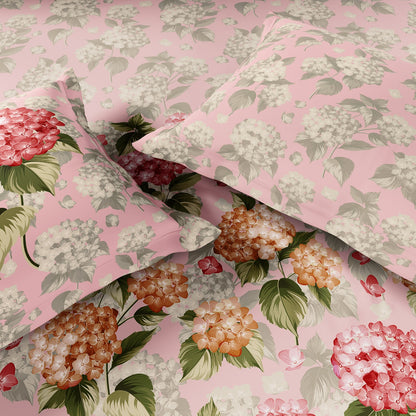 Spaces Rio Bloomscape 100% Cotton 132 TC Percale Floral Double Bedsheet with 2 Pillow Covers, Light Pink