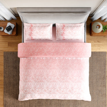 Spaces Summer Carvan 100% Cotton 132 TC Percale Ornate Double Bedsheet with 2 Pillow Covers, Blush