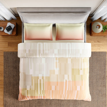 Spaces Geoform 100% Cotton 132 TC Percale Geometric Double Bedsheet with 2 Pillow Covers, Cream