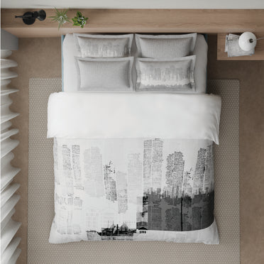 Spaces Riviera 100% Cotton 200 TC Percale Abstract Design Permium Large Bedsheet with 4 Pillow Covers, Bright White