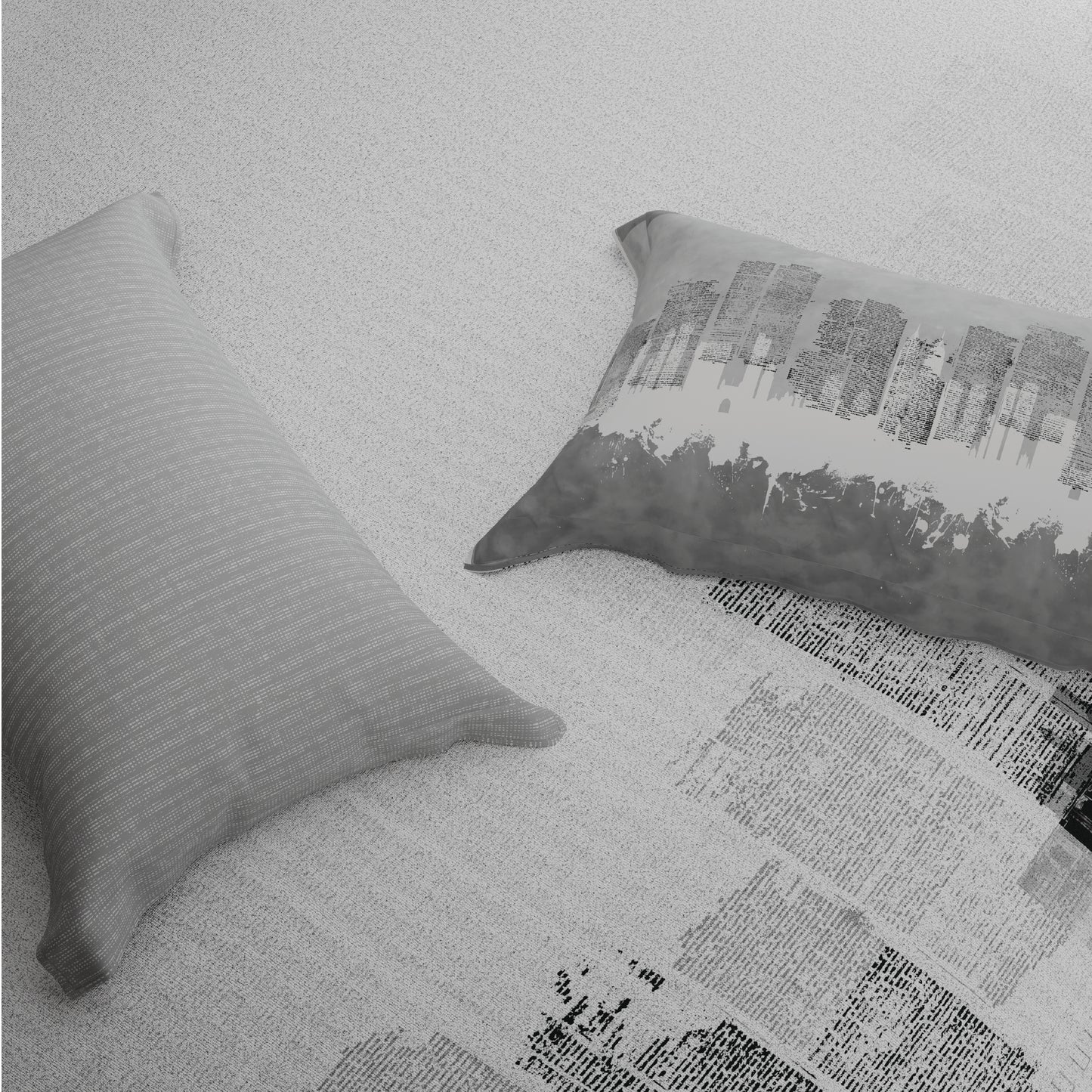 Spaces Riviera 100% Cotton 200 TC Percale Abstract Design Permium Large Bedsheet with 4 Pillow Covers, Bright White