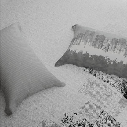 Spaces Riviera 100% Cotton 200 TC Percale Abstract Design Permium Large Bedsheet with 4 Pillow Covers, Bright White