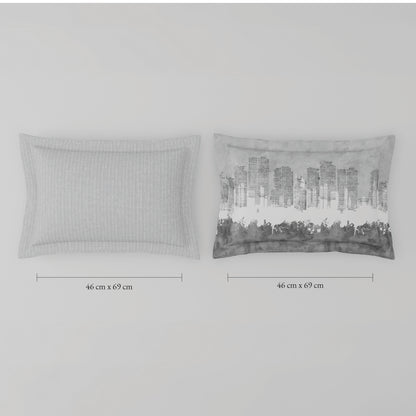 Spaces Riviera 100% Cotton 200 TC Percale Abstract Design Permium Large Bedsheet with 4 Pillow Covers, Bright White