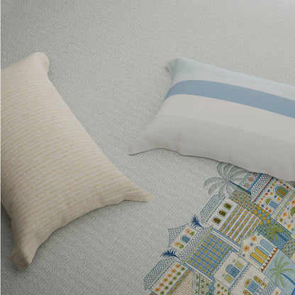 Spaces Riviera 100% Cotton 200 TC Percale Abstract Design Permium Large Bedsheet with 4 Pillow Covers, Light Blue