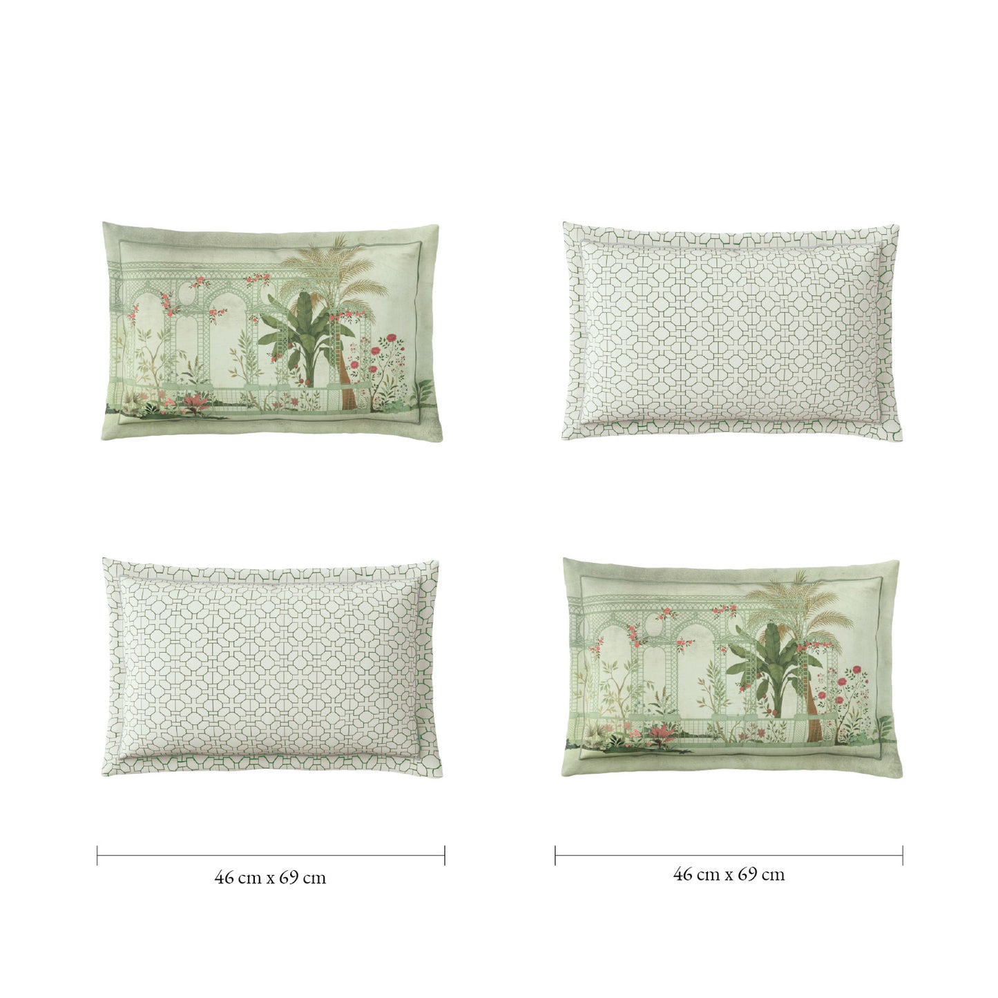 Spaces Meraki Blooms of India 100% Cotton 300 TC Sateen Floral Print Permium Large Bedsheet with 4 Pillow Covers, Star White