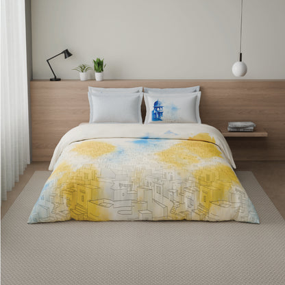 Spaces Riviera 100% Cotton 200 TC Percale Abstract Design Permium Large Bedsheet with 4 Pillow Covers, Blush