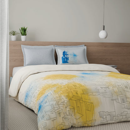 Spaces Riviera 100% Cotton 200 TC Percale Abstract Design Permium Large Bedsheet with 4 Pillow Covers, Blush