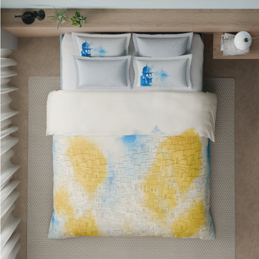 Spaces Riviera 100% Cotton 200 TC Percale Abstract Design Permium Large Bedsheet with 4 Pillow Covers, Blush
