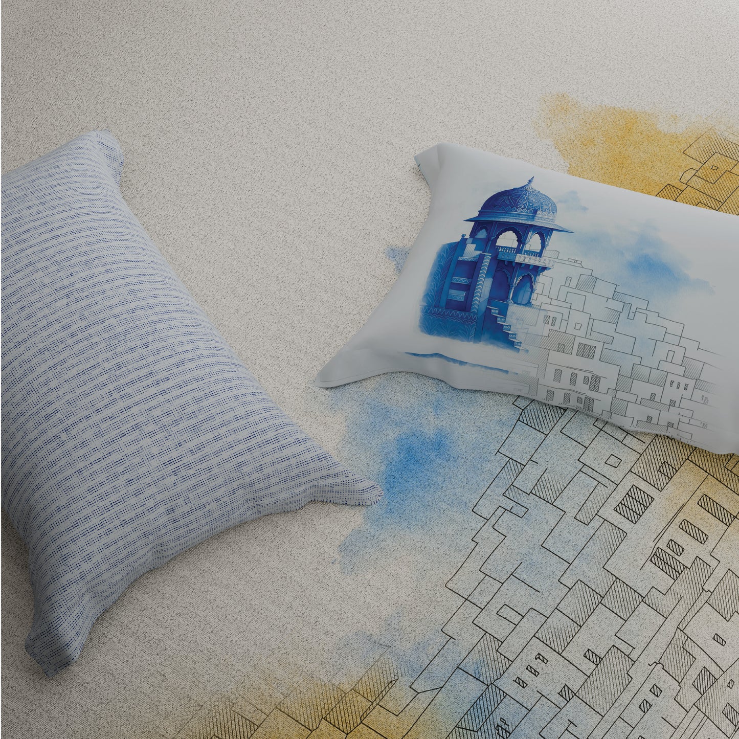 Spaces Riviera 100% Cotton 200 TC Percale Abstract Design Permium Large Bedsheet with 4 Pillow Covers, Blush