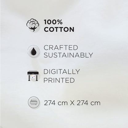 Spaces Riviera 100% Cotton 200 TC Percale Abstract Design Permium Large Bedsheet with 4 Pillow Covers, Strawberry Cream