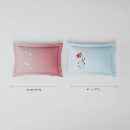 Spaces Riviera 100% Cotton 200 TC Percale Abstract Design Permium Large Bedsheet with 4 Pillow Covers, Starlight Blue